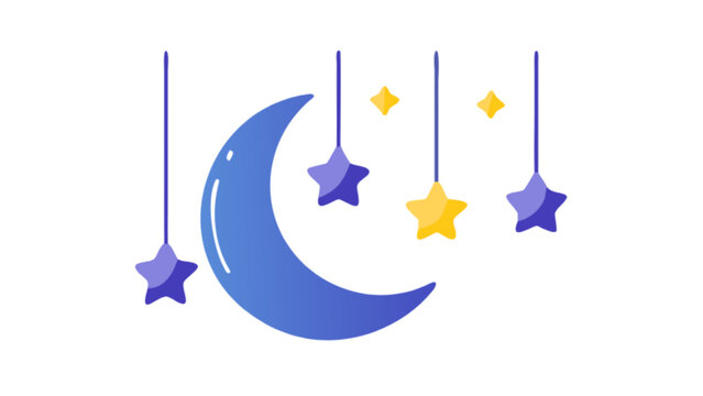 Moon and stars nursery decor vector illustration for baby room wall art and print design concept