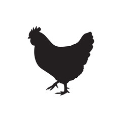 Black hen silhouette vector flat illustration design on white background