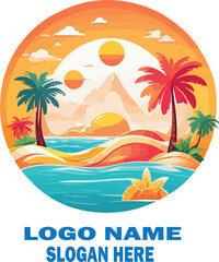 summer logo icon vector white background .