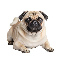 Obraz premium Adorable Cream-Colored Pug Lying Down.