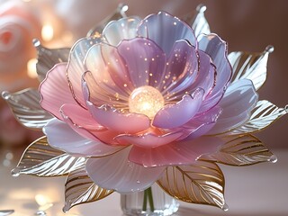 Glass Flower Lamp with Soft Glow.