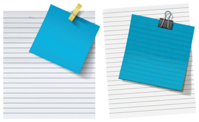 PNG Colorful notes on lined paper, element set on transparent background