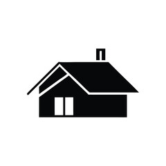 Black silhouette shows a simple house with a chimney on top of the roof and transparent background