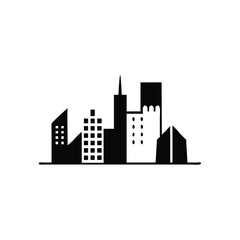 Fototapeta premium Black and white city buildings present a simple, monochrome skyline against a transparent backdrop