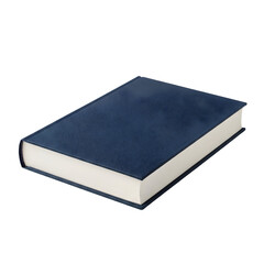 Closed Navy Blue Hardback Book with White Pages.