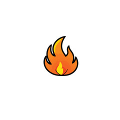 Vector art of vibrant cartoon flame with orange and yellow hues on a white background