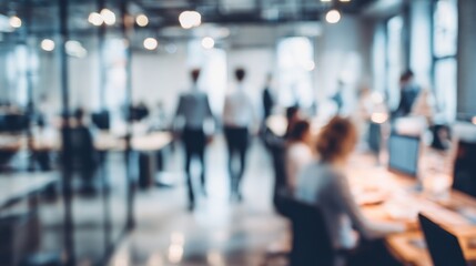 Blurred business people in an office setting