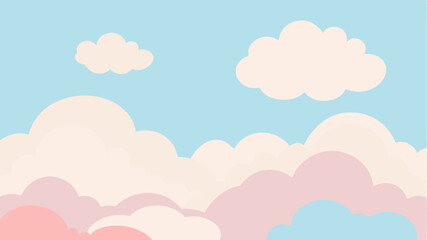 Pastel Sky with Fluffy Clouds: A Dreamy Background Illustration