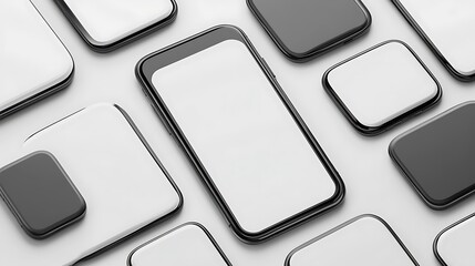 Modern smartphone and tablet devices on a clean white background