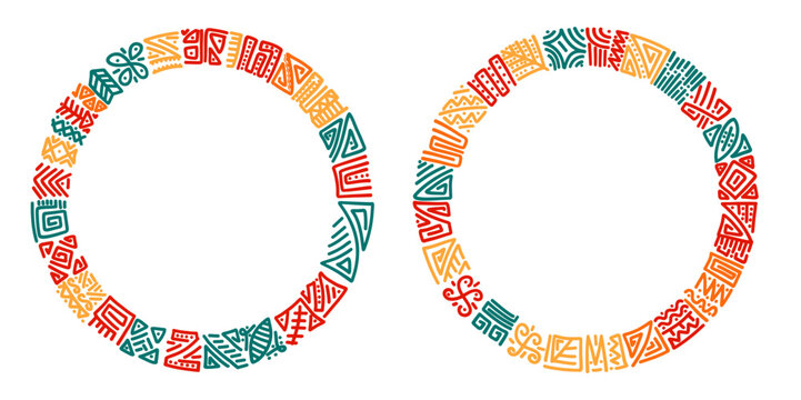 Black history month Borders and Frames, Frames for Juneteenth with space for text. Colorful abstract circle frame