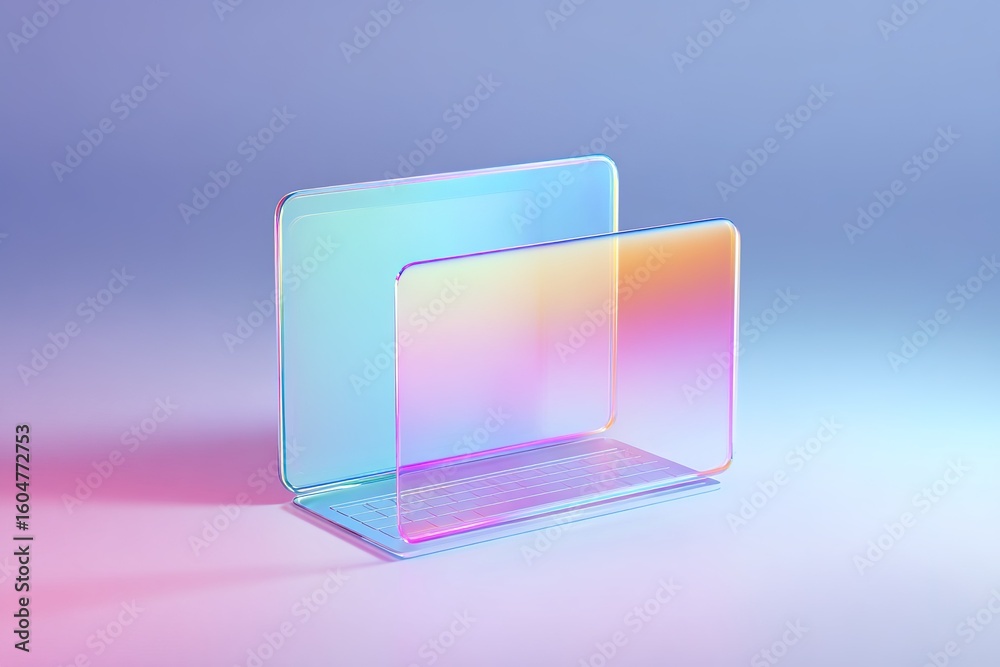 Poster modern abstract design with colorful translucent panels on a soft gradient background in a creative 
