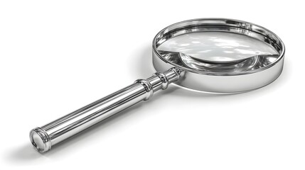 Polished magnifying glass on a white background.