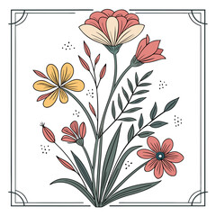 Rectangular Flower Frame  AI Vector Design for Romantic Themes