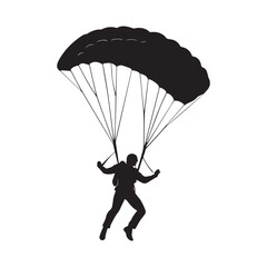 Paraglider flying in the sky d experience vector silhouette