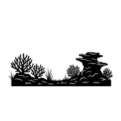 Underwater Landscape: Coral, Rocks, Seagrass - Marine Icon