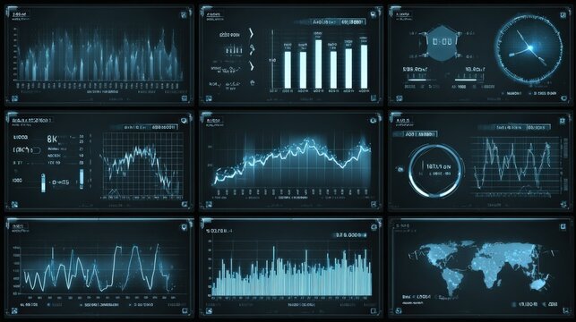Advanced Digital Data Analytics Dashboard with Graphs Charts and Global Map Visualization for Business ligence and Data Monito