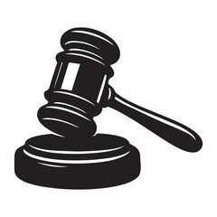 Gavel resting on law symbolizing justice and legal authority in court vector silhouette