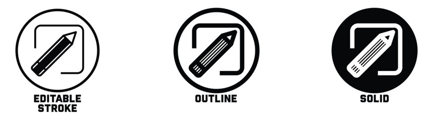 Edit pen icon set. pencil icon symbol. create modify pen sign button writing, drawing, editing icons. Vector illustration.