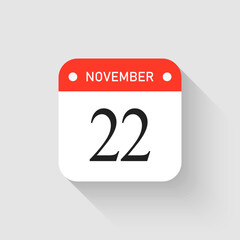 Vector icon page day calendar - 22 November month
