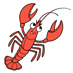 Cartoon Style Small Orange Lobsters – Cute Minimal Seafood Vector Illustration