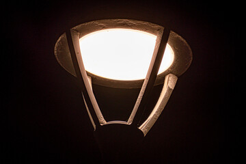 Retro single lamp on the street in darkness