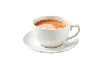 Cup of Milk Tea on Saucer Isolated on Transparent Background
