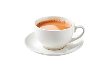 Cup of Milk Tea on Saucer Isolated on Transparent Background