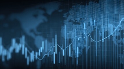 Digital financial market analysis with financial charts graphs and data visualization on futuristic technology background