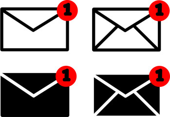 Vector Set of Envelopes with New Message Alert