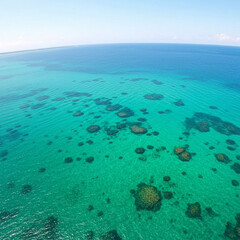 aerial view of pristine turquoise ocean water