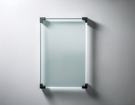 blank glass board mockup on white wall
