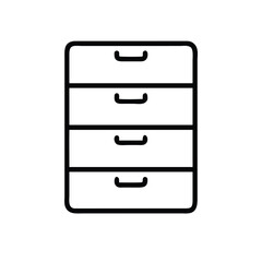 Simple outline icon of a four drawer filing cabinet
