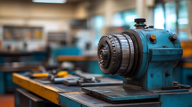 Lathe Machine Close Up with Industry, and Workshop. - Powered by Adobe