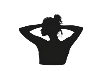 Woman leaning back with hands behind headvector illustration isoleted on white background in silhouette .