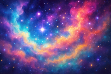 Fototapeta premium Cosmic Nebula Swirls of Vibrant Hues and Twinkling Stars space galaxy