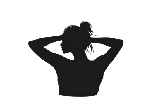 Woman leaning back with hands behind headvector illustration isoleted on white background in silhouette .