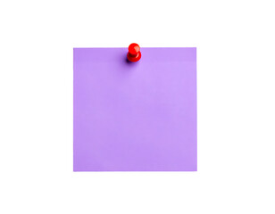 Purple note pinned message reminder notice board red pin office memo on transparent background