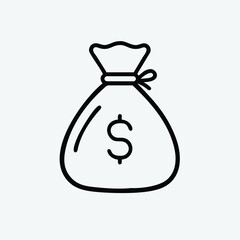 Simple line art icon of a money bag with a dollar sign