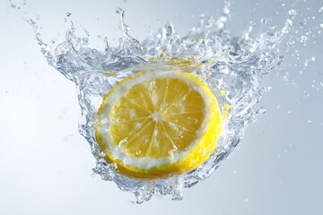 lemon in water splash