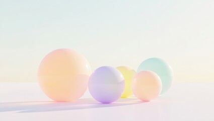 Pastel-colored spheres arranged on a light background.
