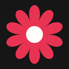 Red flower symbol with a retro aesthetic and clean shape. A vibrant element for romantic or summer themes.