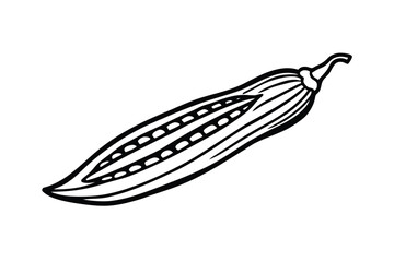 Okra With Sliced Top Flat Vector No Text