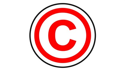 Fototapeta premium Red copyright symbol on white background