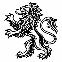 Heraldic lion and horse vector illustrations for tribal animal tattoo designs, featuring a fierce dragon and elegant phoenix