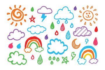 Weather doodle illustration: Capturing playful hand-drawn weather doodles, evoking a sense of joy and imagination.