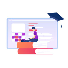E-Learning and Online Education Concept with Student and Digital Platform