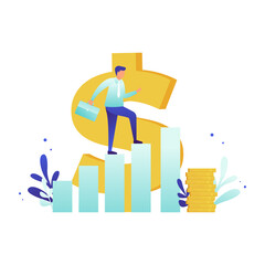 Financial Growth and Career Success Concept with Man and Dollar Sign