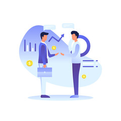 Business Deal and Financial Agreement with Graph and Money Icons