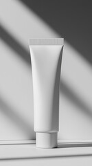 A total white vial mockup. Beauty skincare product. 