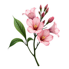 A delicate pink azalea flower illustration isolated on transparent background